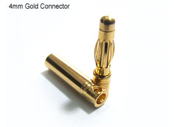 4mm Gold Connectors 10 pairs (20pc) – RC